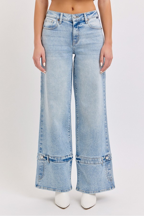 Mid Rise Wide Leg with WB Detail At Cuffs